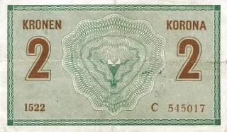 Croatian States 2 Corone, 1920 reverse